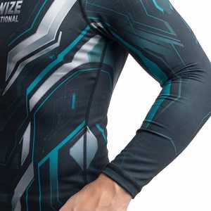WIZE INTERNATIONAL Men's Full Sleeve Rash Guard Sublimation Print Quick Dry Spandex Polyester <b>Compression</b> <b>Shirt</b> - Product Image 3