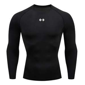 Haut de compression à manches longues pour homme avec logo haltère – Haut d'entraînement athlétique haute performance, couche de base pour la gym, équipement de fitness - Product Image 3