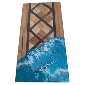 Blue Epoxy Resin Coaster Wooden Coaster <b>Set</b> Custom Coasters for Drinks Luxury Resin Coasters Trending 2026 - Product Image 2