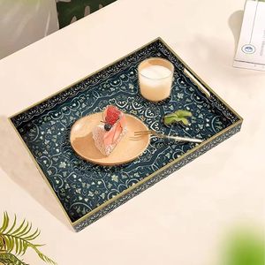 Plateau de service double niveau en bois massif écologique de luxe, taille personnalisée, design imprimé émaillé fait main pour salle de bain et bureau - Product Image 1