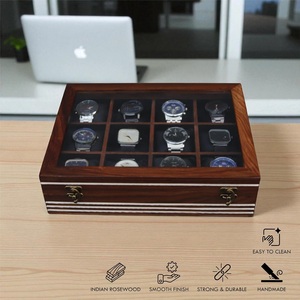 AHTE MANUEXPO UR-065 Luxury Wooden Watch Box & Jewelry <b>Display</b> <b>Case</b> with 12-Slot Organizer for Men Timepieces - Product Image 3