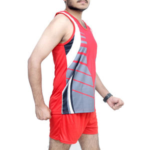 Débardeur sans manches pour homme, imprimé géométrique rouge, en polyester anti-humidité, vêtement de tennis, coupe athlétique, toutes saisons - Product Image 4