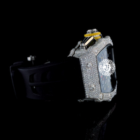 Montre de luxe de qualité supérieure avec diamants blancs glacés, boîtier en acier inoxydable, mouvement mécanique (ETA), unisexe, pour mariages et fiançailles