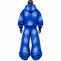 Ensemble de survêtement unisexe à strass, sweat-shirt à capuche zippé et pantalon de survêtement long, streetwear couleur unie coupe ample pour l'hiver
