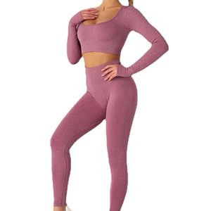 Ensemble de vêtements de sport anti-transpiration, ensemble de sport deux pièces pour la course à pied, ensemble de yoga pour femme à haute élasticité, leggings d'entraînement non transparents - Product Image 5