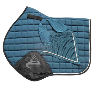 COSTA SPORTS Green Horse Saddle Pad Matching Set Ear <b>bonnet</b> Custom Design Logo Foam Filled Horse Jumping Saddle Pad - Product Image 1