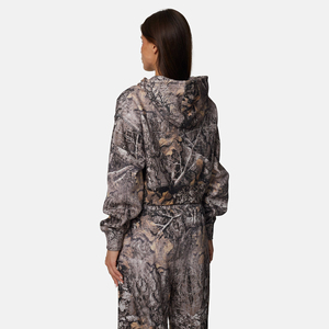 Sudadera con capucha corta con estampado de camuflaje para mujer, sudadera de punto con cremallera y manga larga, ropa informal de otoño - Product Image 5