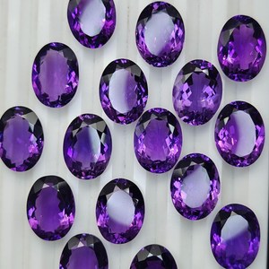 Ametyste africaine naturelle de qualité supérieure, pierre précieuse en vrac, taille ovale 10x14mm, pierre à facettes violette certifiée, échantillon pour la fabrication de bijoux sur mesure - Product Image 4