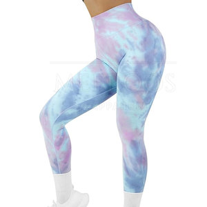 Leggings Deportivos de Cintura Alta Elástica para Mujer, Pantalones de Yoga Sin Costuras, Estampado Tie Dye, Efecto Push-Up, Largo Completo - Product Image 5