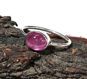 Anillo de Rubí Rosa Natural, Plata de Ley 925, Hecho a Mano, con Cabujón Ovalado, para Mujer, Joyería Fina, Regalo - Product Image 3
