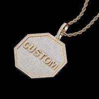 Collier personnalisé en moissanite avec pendentif lettre, breloque en argent, ton blanc, ton jaune, ton rose, accessoire de mode, bijoux de luxe, hip hop