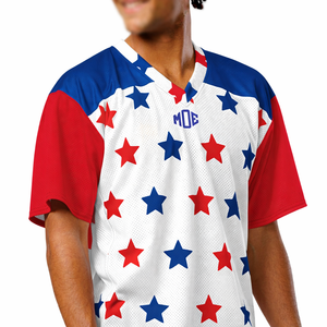 Jersey de Fútbol Americano Personalizado con Estampado de Estrellas, Ropa Deportiva Transpirable de Malla para Hombre, MOQ Bajo, Suministro al por Mayor con Etiqueta Privada OEM - Product Image 4