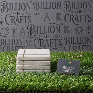 Juego de 6 Posavasos de Mármol Natural con Incrustaciones de Latón, Elegante Protector de Mesa, Posavasos Decorativos de Piedra - Product Image 3