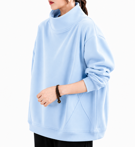 เสื้อสเวตเชิ้ตคอเต่าแบบสวมหัวทรงโอเวอร์ไซส์  ขนาดสั่งทำได้ เป็นมิตรต่อสิ่งแวดล้อม ระบายอากาศได้ดี สินค้ามาใหม่ ใส่ได้ทุกฤดู เหมาะสำหรับใส่ทุกวัน - Product Image 2