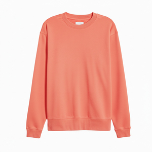 Sweat-shirt unisexe à col rond en corail, coupe ample, manches régulières, couleur unie, tricoté en molleton, style décontracté, pour l'automne - Product Image 1