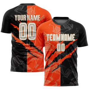 เสื้อฟุตบอลและเสื้อซอคเกอร์พิมพ์ลายตามสั่ง OEM พร้อมชื่อและหมายเลข แขนสั้น ระบายอากาศได้ดี ผลิตจากโพลีเอสเตอร์ 100% ขายส่ง - Product Image 2