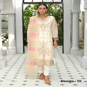 Wijdan Vol MEHRAB Costumes Punjabi en mousseline brodée trois pièces pour femmes Salwar Kameez long en viscose lourde pour fête Eid Indian - Product Image 3