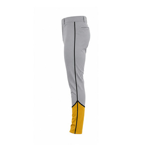 Pantalones de béisbol grises para hombre con puños amarillos, logotipo bordado, corte ajustado, poliéster transpirable, para todas las estaciones. - Product Image 4