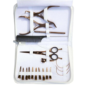 Kit d'outils professionnel de luxe pour extensions de cheveux en or rose : pinces, ciseaux, rasoir, peigne, aiguille à boucle, pinces de sectionnement, outil maître - Product Image 3