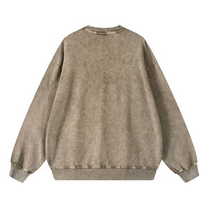 Pull pour homme en coton 100% de 420 GSM, col rond, couleur unie, effet délavé vintage, impression numérique - Product Image 6