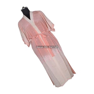 KL008 Camisón Kimono de Seda con Estampado Floral Vintage, Estilo Sari, para Invierno y Otoño, Mangas Largas, Seda Sintética - Product Image 3