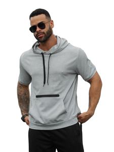 Sudadera con capucha de manga corta con estilo para hombre, cómoda sudadera deportiva de poliéster/algodón con capucha impresa Digital para verano - Product Image 6