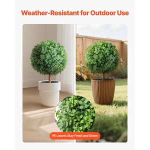 Árboles de Buxus Artificiales de 27 Pulgadas, Juego de 2 Arbustos Falsos con Estaca para el Suelo, Árbol de Seda Artificial de Aspecto Real - Product Image 3