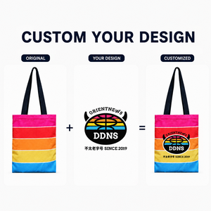 Bolsa de Lona Personalizada con Rayas de Arcoíris, Gran Capacidad, Ecológica, para Compras y Viajes Escolares, Bolsa de Hombro Promocional, Regalos Novedosos - Product Image 1