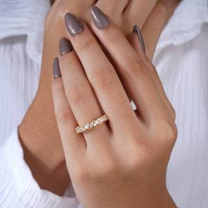 Magnifique alliance éternelle en or 14 carats avec diamants taille marquise et taille rond, superbe bague de mariage en moissanite pour femme, cadeau d'anniversaire - Product Image 3