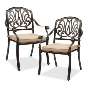 Set di 2 Sedie da Bistrot per Giardino e Patio, Impilabili, in Alluminio, con Cuscini per Esterni, per Terrazza, Cortile, Balcone - Product Image 3
