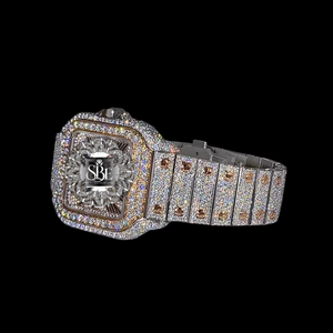 Reloj de Lujo para Hombre con Movimiento de Cuarzo, Acero Inoxidable, Diamantes Moissanite VVS, Colección de Joyería Hip Hop, Alta Demanda - Product Image 1