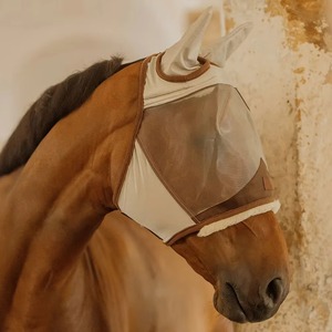 ผ้าคลุมหน้าม้า HOPE HORSE HOH-SA-FM-036 สีดำ ขาว น้ำเงิน ป้องกันแมลงวัน ระบายอากาศได้ดี บุผ้าฟลีซอย่างดี ปิดคลุมทั้งใบหน้า คุณภาพสูง รับสกรีนโลโก้ - Product Image 3