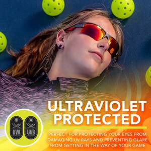 Lunettes de soleil de sport Franklin Outdoor Pickleball, monture en plastique rouge, verres en polycarbonate, protection UV, antidérapantes - Product Image 5