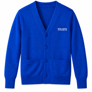 Añade tus suéteres personalizados de alta calidad con cuello en V para los logotipos de las universidades estadounidenses de Jack & Jil, cárdigans de punto. - Product Image 1