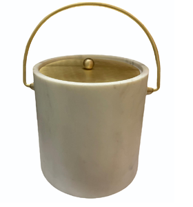 Top Quality Marble Ice <b>Bucket</b> Wine Chiller Cooler <b>with</b> Gold Handle and <b>Lid</b> Round for Bar Home Party Decor - Product Image 1