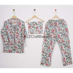 Conjunto de Pijama de Algodón 100% con Estampado Floral Romántico para Mujer, con Cintura Elástica y Mangas Largas, Ropa de Dormir Suave y Transpirable - Product Image 5