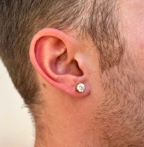 Pendientes de Moissanita D VVS al por mayor, con corte redondo y 4 puntas, de plata 925, estilo Hip Hop, para hombre y mujer - Product Image 5