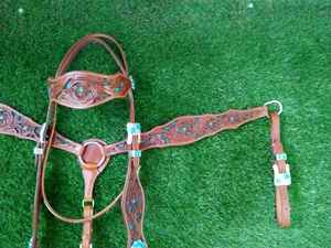 Ensemble équestre en cuir de meilleure qualité Headstall et poitrine plate confortable équitation occidentale disponible au prix de gros de l'Inde - Product Image 2