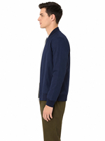 Blouson Bomber Homme Premium Bleu Marine Uni à Col Montant et Fermeture Éclair – Coupe Droite Décontractée Respirante pour le Printemps