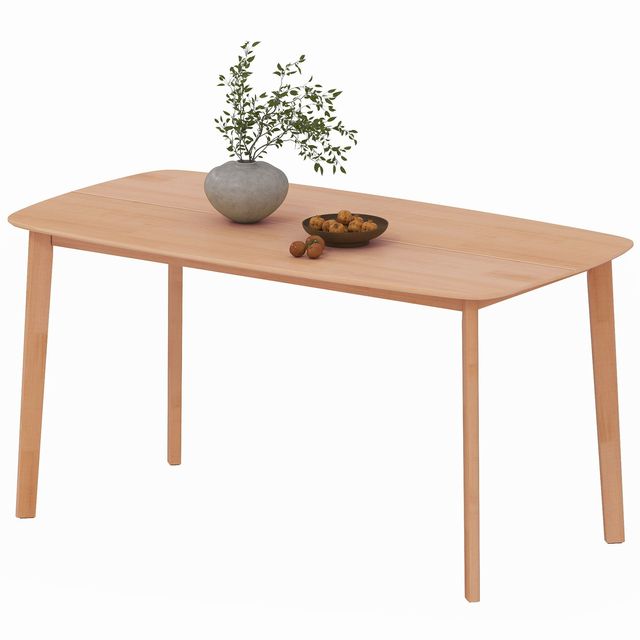 59\" Rustic Rectangular Pine Wood Dining Table 6-Seater Oak Kitchen Table with Large Top for Farmhouse Dining Room