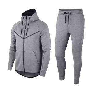 Men's Gray Hooded Tracksuit Set Full <b>Zip</b> <b>Sweatshirt</b> And Pants Sporty Fitness Workout Wear With Side Pockets Breathable Quick Dry - Product Image 1