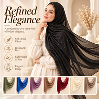 Vente en gros de châles longs en mousseline de soie, hijab 180x75cm, design avec strass, foulard musulman, doux, léger, multicolores pour femmes