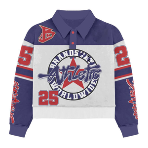 Women Rugby Shirt 240 GSM Polyester Cotton Blend Panel Design <b>Red</b> Sleeves Custom Sublimation Print Logo women's Shirt Cotton - Product Image 2