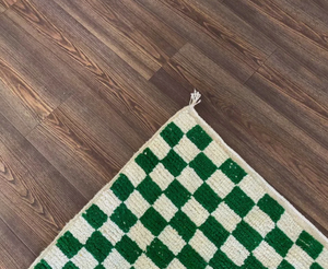 Alfombra Persa Marroquí Anudada a Mano, Verde y Blanca, de Lana Ecológica, Antideslizante, con Patrón Geométrico, de Pelo Medio, para Sala de Estar, Habitación Infantil o Sala de Oración - Product Image 6