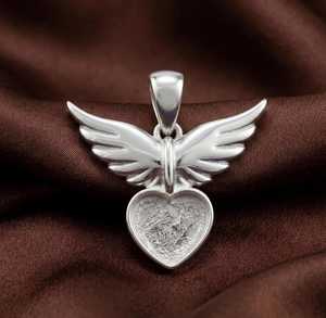 Pendentif Breloque en Argent Sterling 925 Massif, Cœur Aile d'Ange 8MM, pour Résine de Lait Maternel, avec Monture à Griffes - Product Image 4
