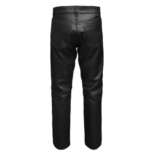 Pantalon long droit en cuir PU noir pour homme, style motard, coupe décontractée, fermeture boutonnée, coupe-vent, hiver - Product Image 6