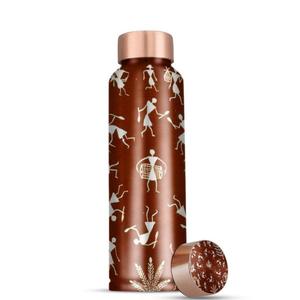 Floral Design 100% Copper <b>Water</b> <b>Bottle</b> With Lid Dishwasher Safe <b>BPA</b> <b>Free</b> High Insulated Metal <b>Water</b> <b>Bottle</b> For Adults Drinking - Product Image 2