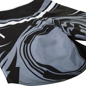 Shorts MMA pour hommes, impression numérique, logo personnalisé sur le devant, noir, gris, blanc, coupe athlétique, évacuation de l'humidité, polyester, coton, sports de combat - Product Image 6