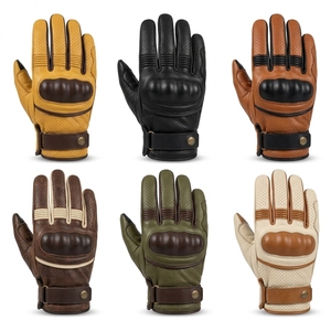Custom Logo Genuine Leather Motorcycle <b>Gloves</b> Full Finger Perforated Touchscreen Padded <b>Knuckle</b> Unisex Riding Racing <b>Gloves</b> - Product Image 6