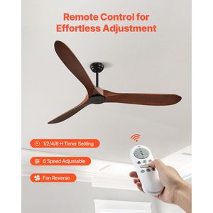 Ventilatore da soffitto moderno da 72 pollici a basso profilo con motore DC reversibile, luce e telecomando a 6 velocità, motore in rame (spina USA) - Product Image 5